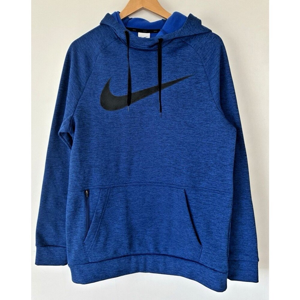 Nike Therma-FIT Hoodie Mens Small Blue Pullover Fleece Sweatshirt Swoosh Logo - Picture 1 of 7
